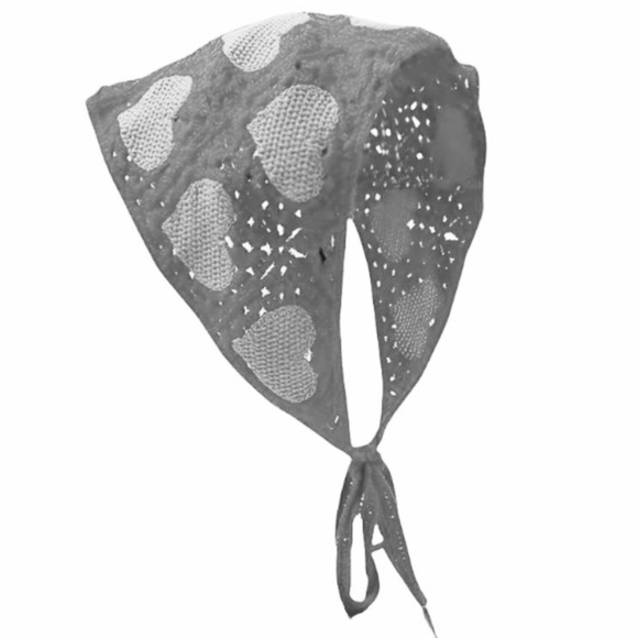 Piper K HEART VALENTINE Crochet Head Band Scarf Triangle Bandana 🤍🩷❤️ - Picture 6 of 8